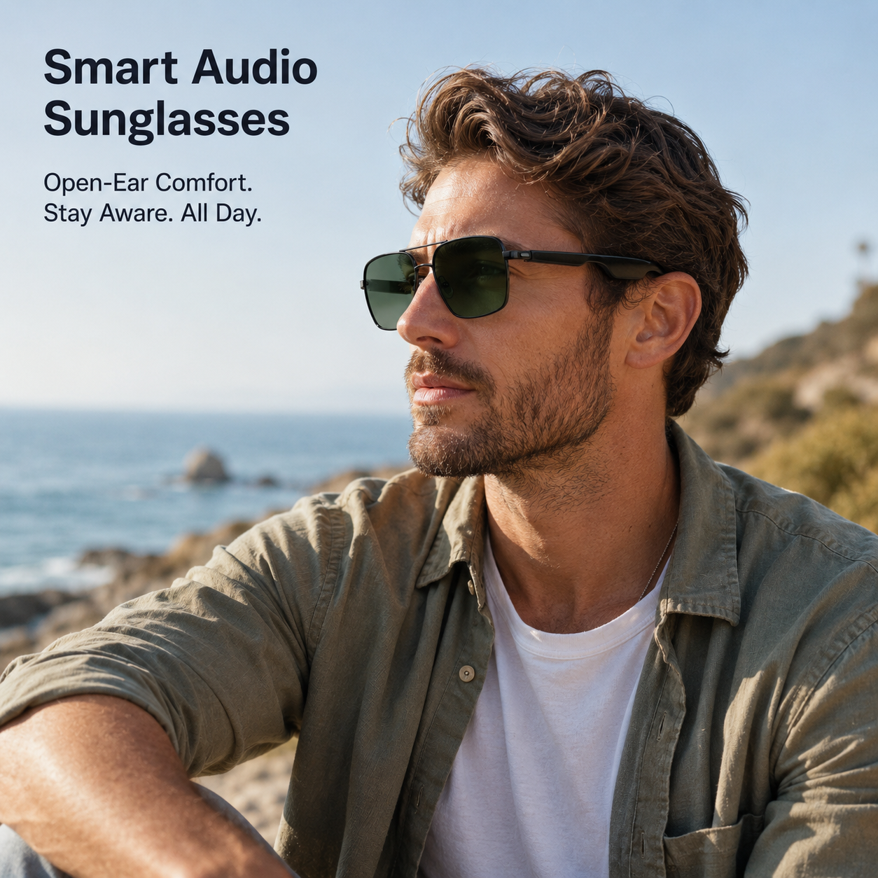 Navigator-Style Smart Audio Sunglasses with Open-Ear Bluetooth Audio-VA28