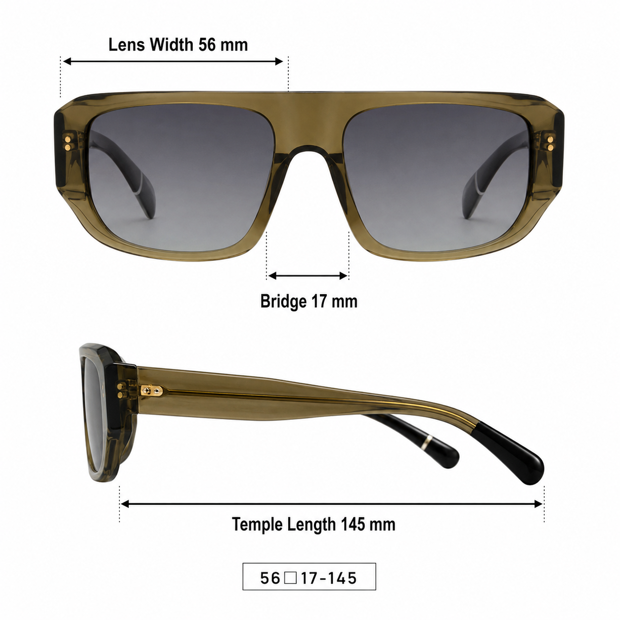 SA2601037 Modern Square Acetate Sunglasses – TAC Polarized UV400 Protection