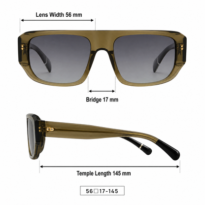 SA2601037 Modern Square Acetate Sunglasses – TAC Polarized UV400 Protection