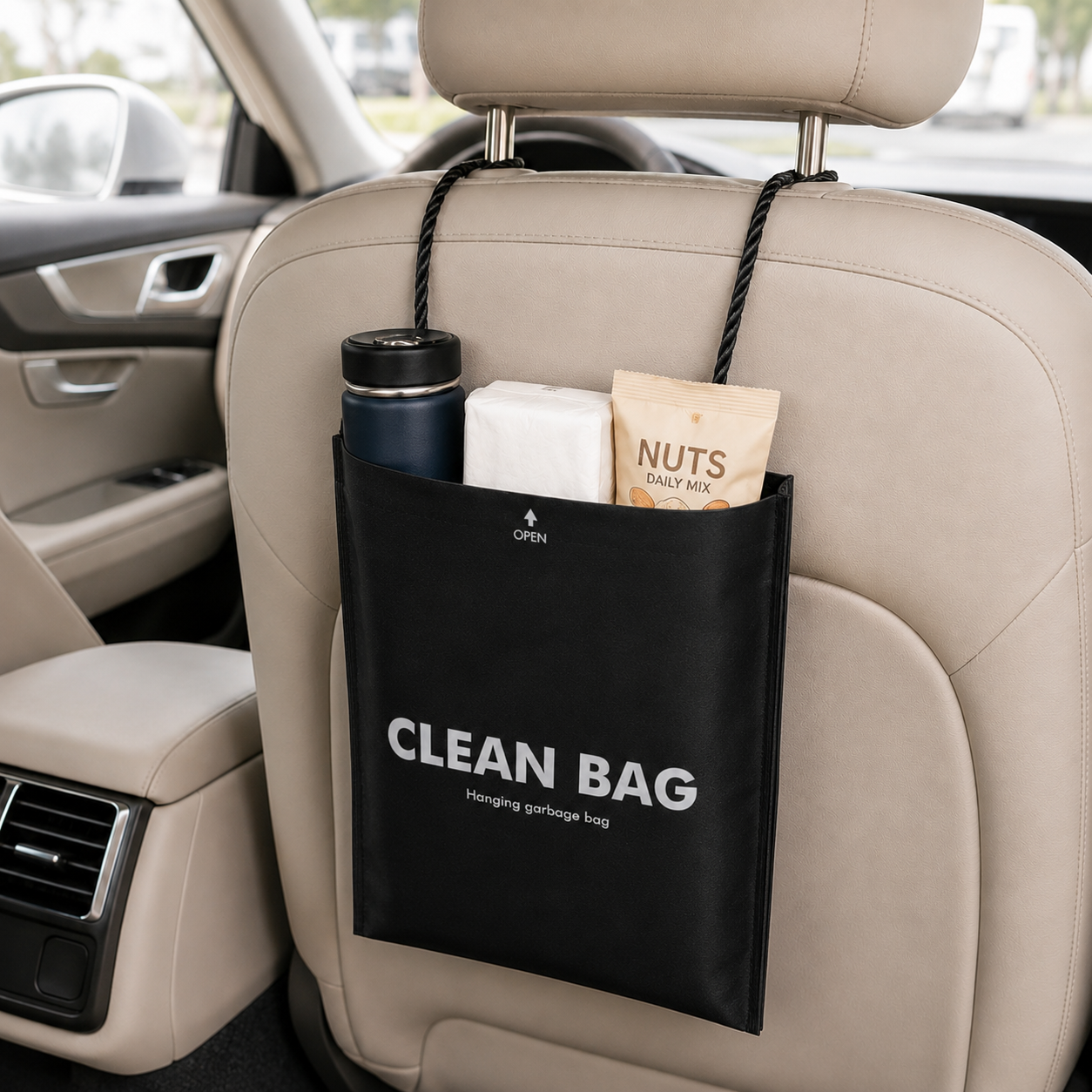 50 Count Disposable Car Trash Bags - Hanging & Stick-On Car Garbage Bags