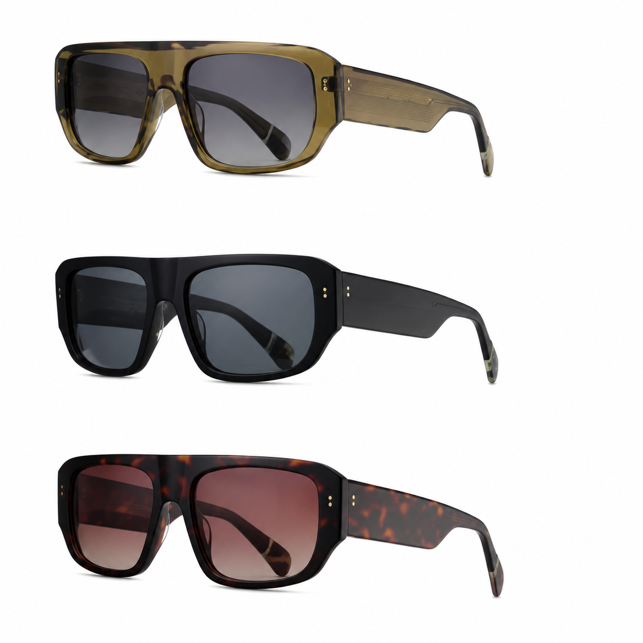 SA2601037 Modern Square Acetate Sunglasses – TAC Polarized UV400 Protection