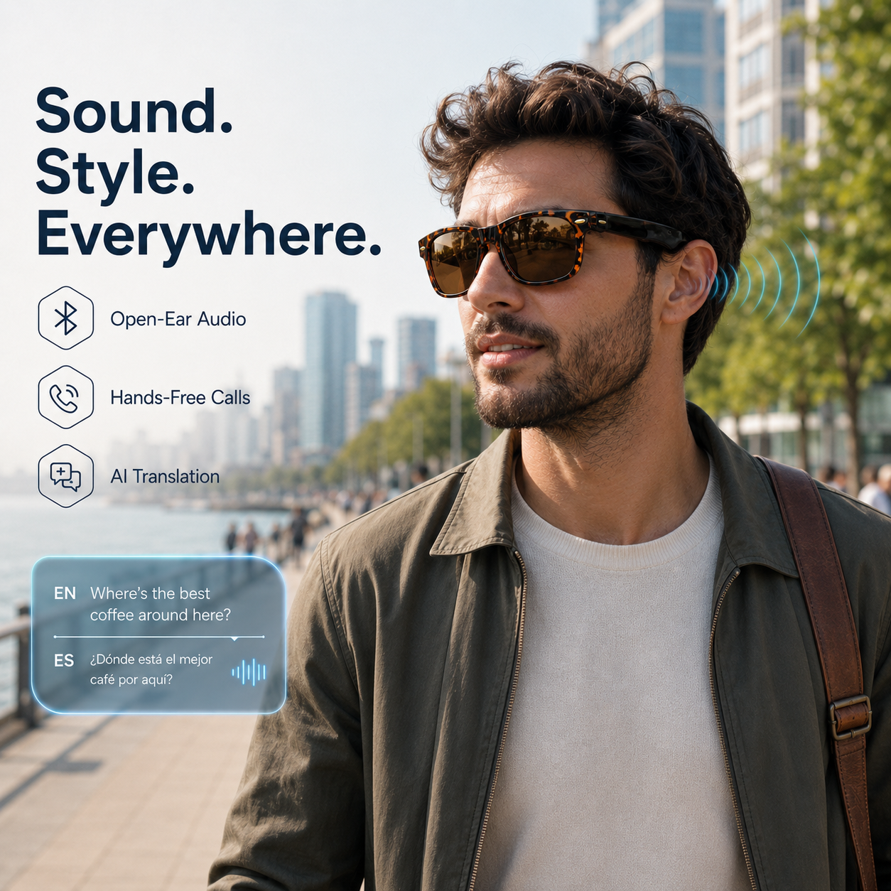 Tortoiseshell Smart Audio Sunglasses-VA3