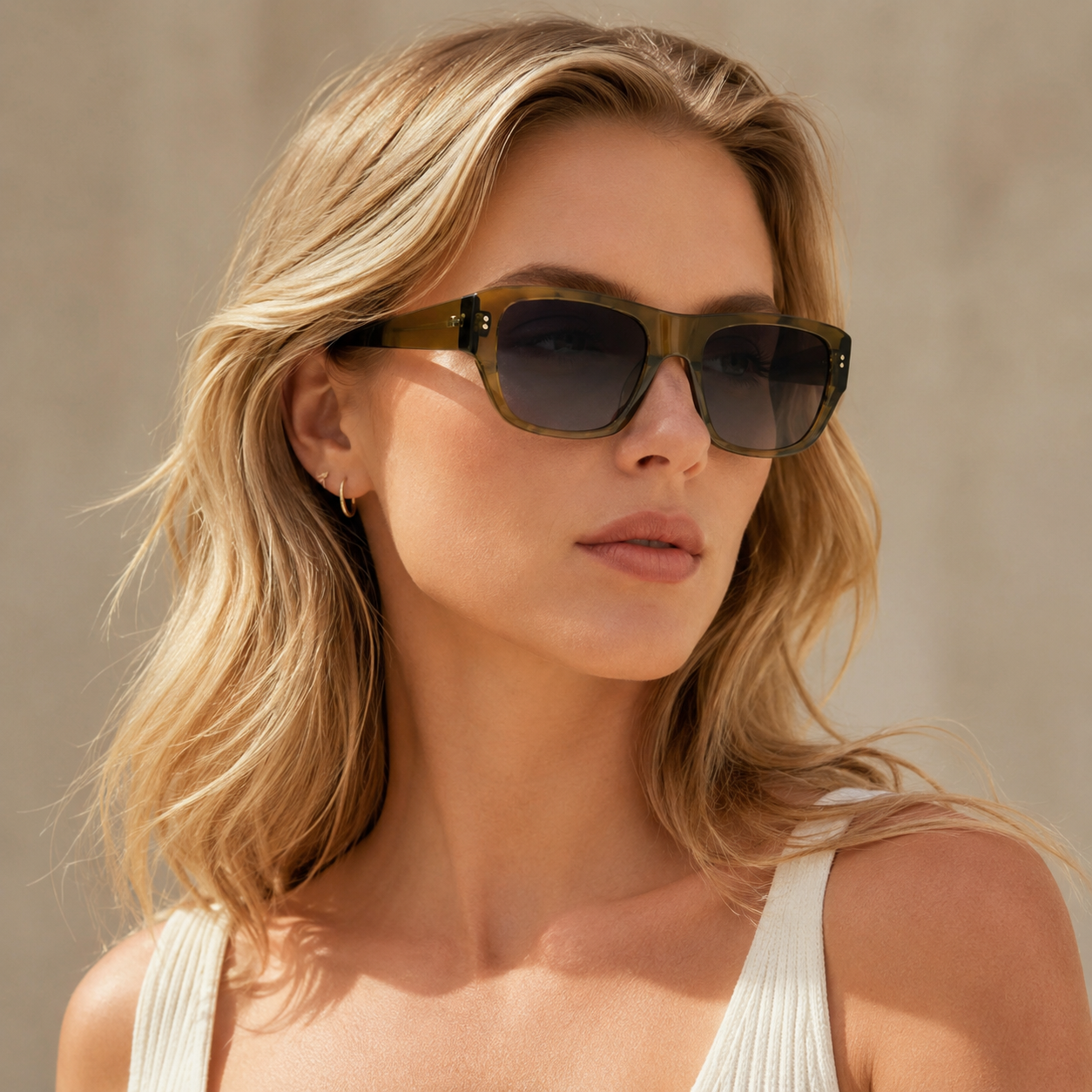SA2601037 Modern Square Acetate Sunglasses – TAC Polarized UV400 Protection