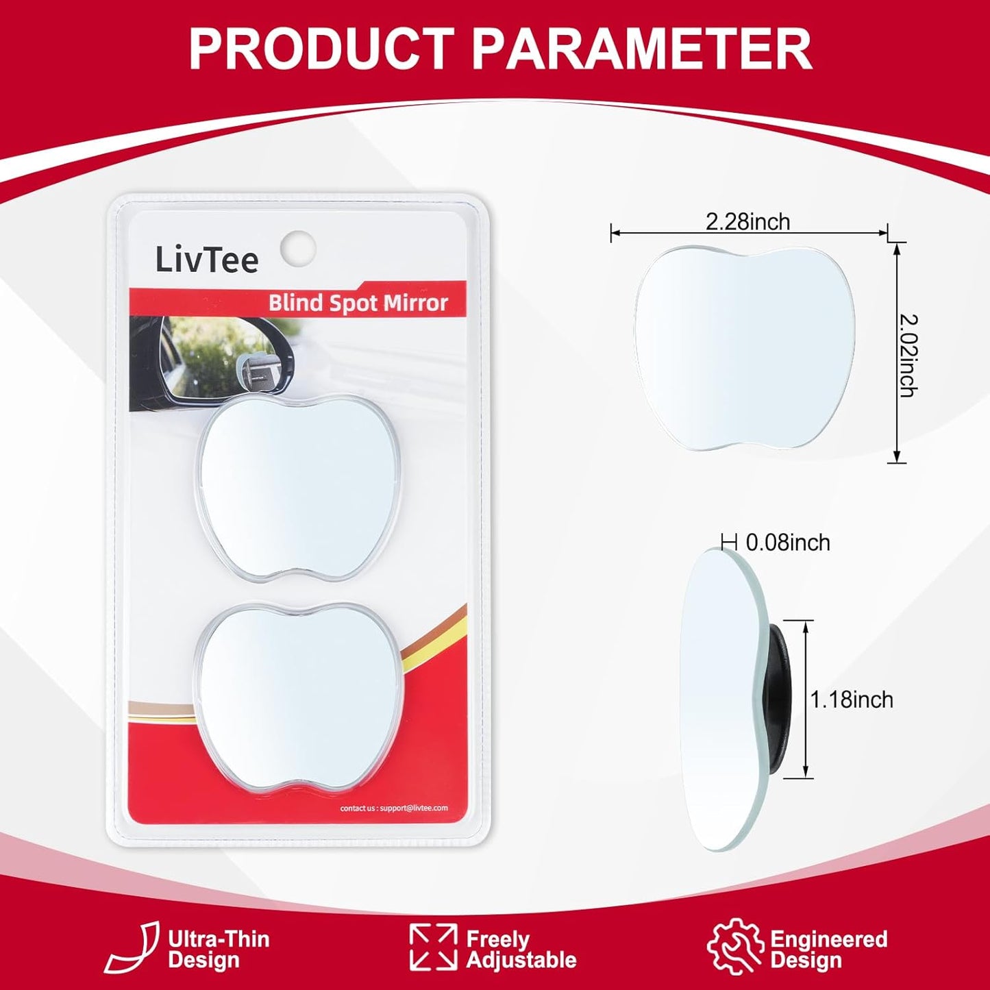 2-Pack Blind Spot Rearview Mirrors – Frameless HD Glass