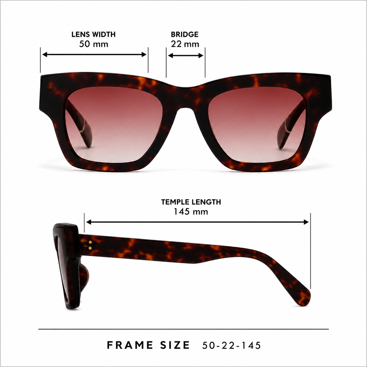 SA2601039 Bold Square Acetate Sunglasses – TAC Polarized UV400 Protection