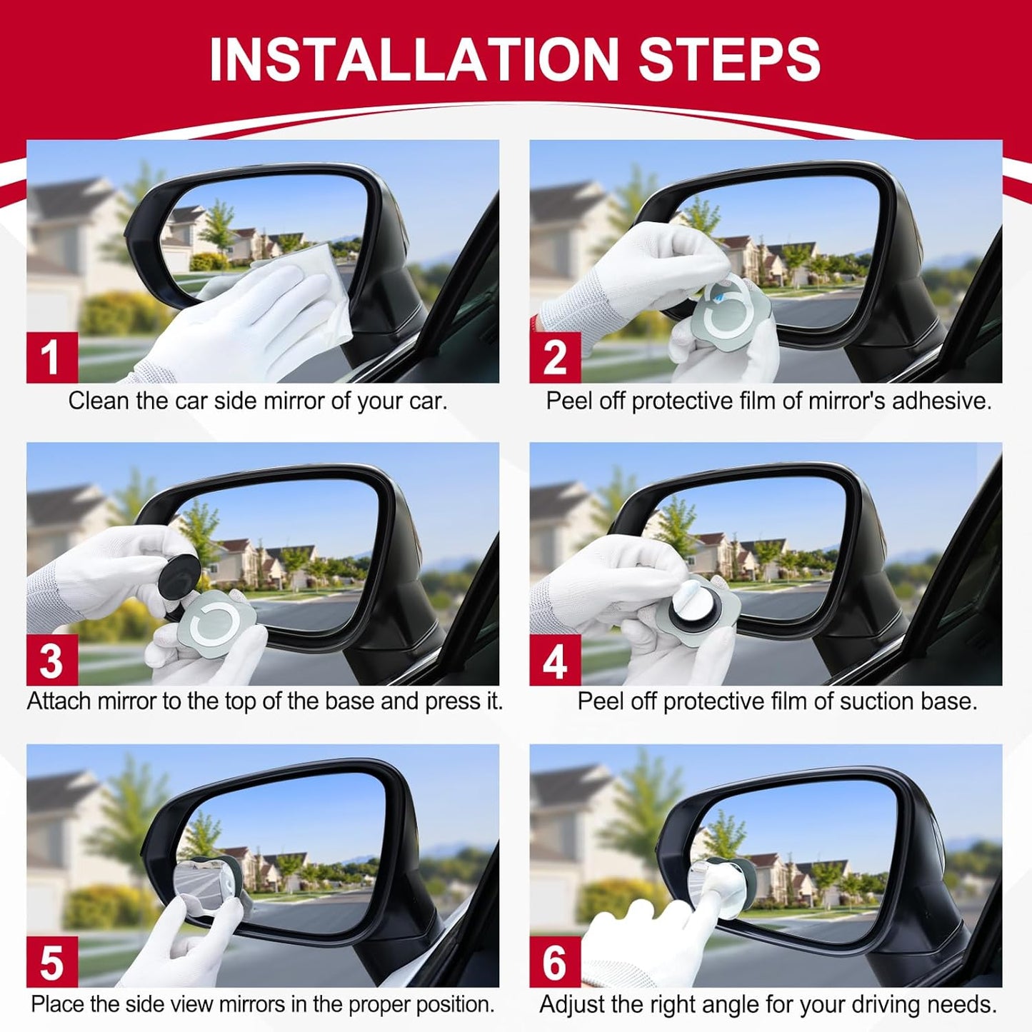 2-Pack Blind Spot Rearview Mirrors – Frameless HD Glass