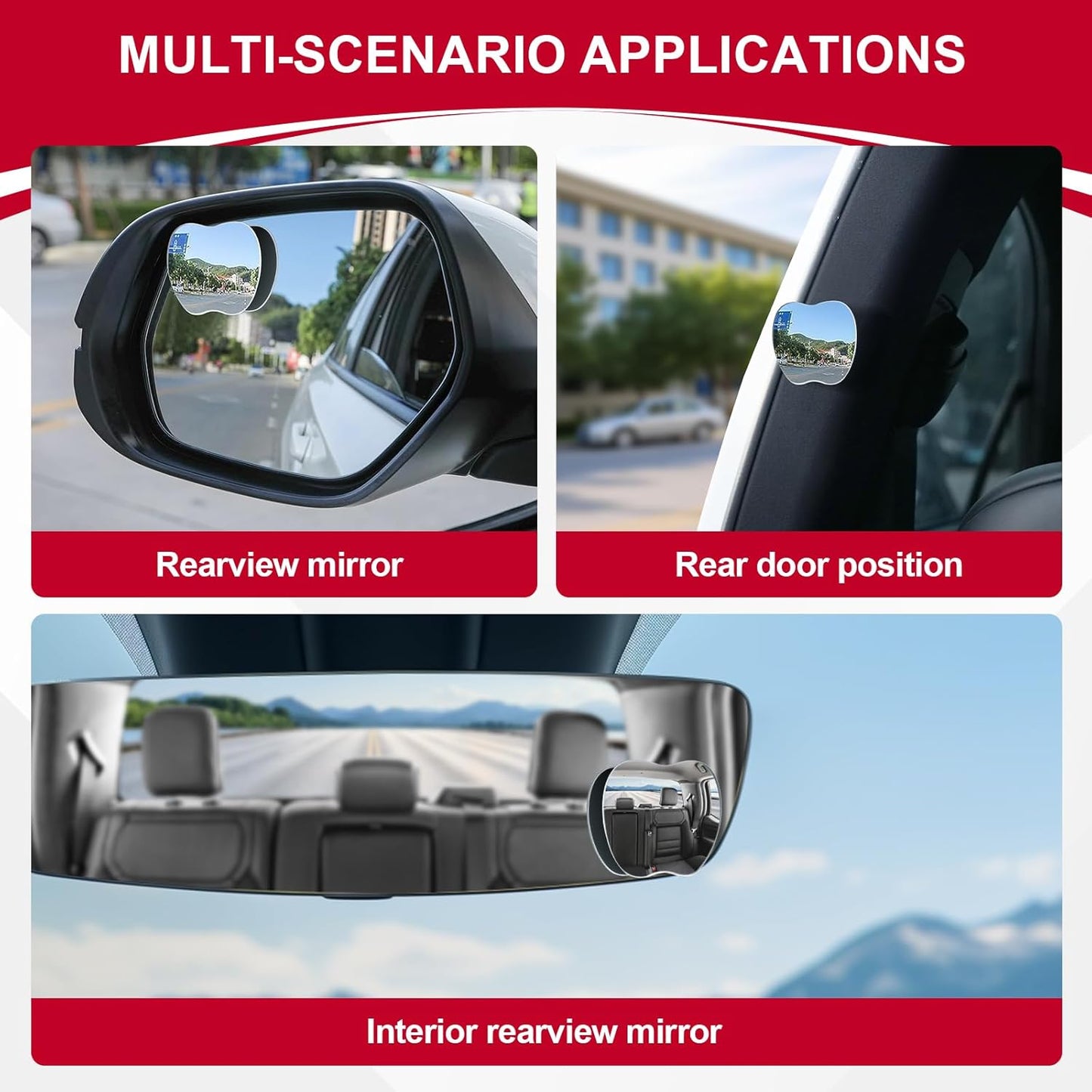 2-Pack Blind Spot Rearview Mirrors – Frameless HD Glass