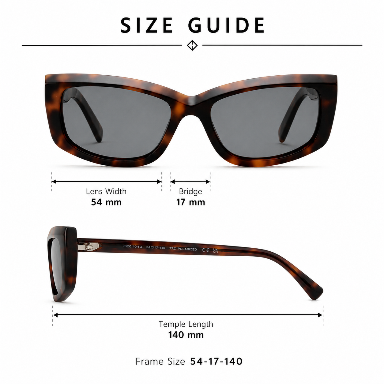 EE01013 Slim Cat-Eye Acetate Sunglasses – TAC Polarized Lenses