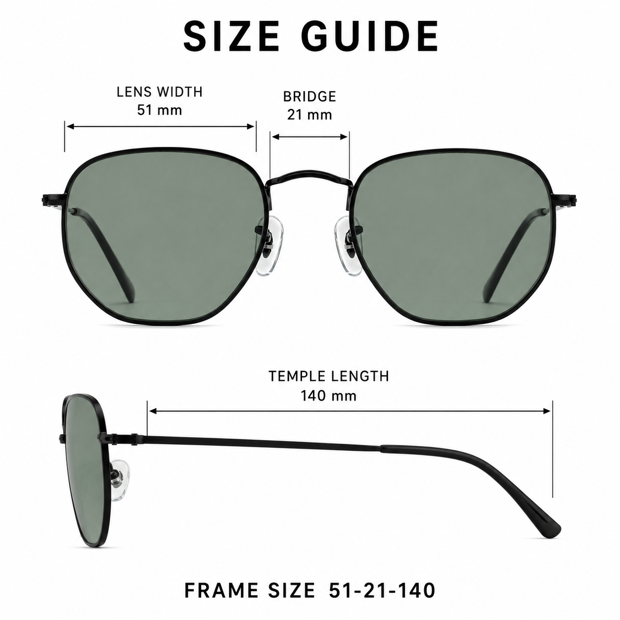 GC005 Square Aviator Sunglasses – Mineral Glass Lenses UV400 Protection