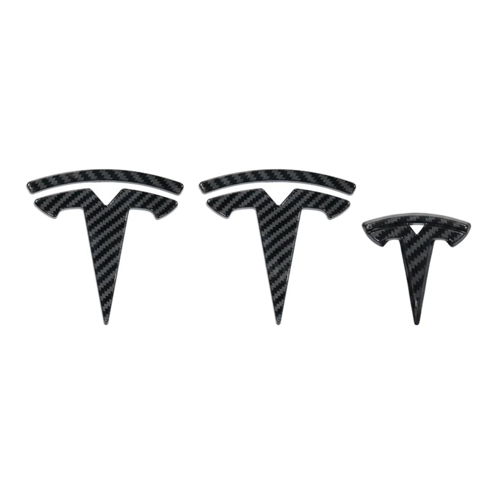 EVCORE Model 3 Y Steering Wheel Front/Rear Trunk Logo ABS Cover Sticker 3pcs