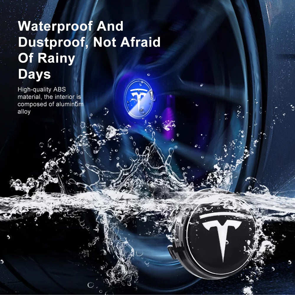 EVCORE Tesla Logo Model 3/Y LED Logo Center Caps Wheel Hub Caps Cover 4PCS