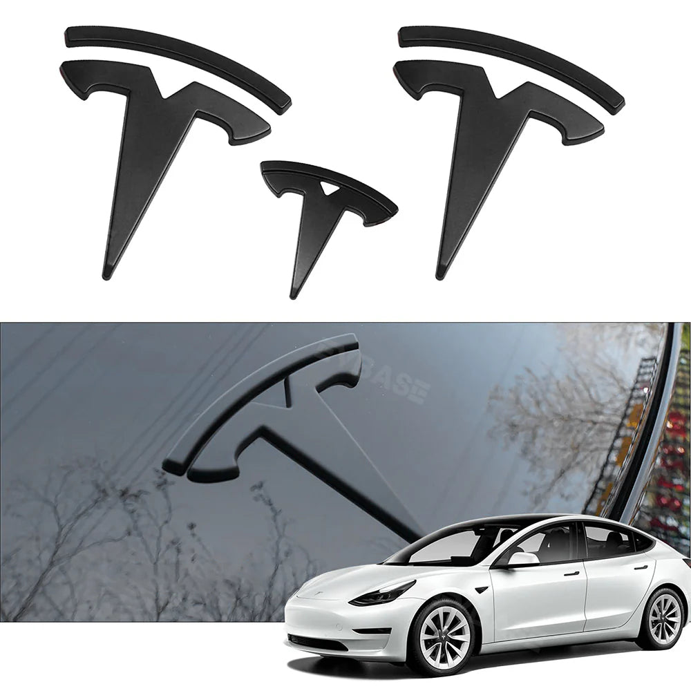 EVCORE Model 3 Y Steering Wheel Front/Rear Trunk Logo ABS Cover Sticker 3pcs