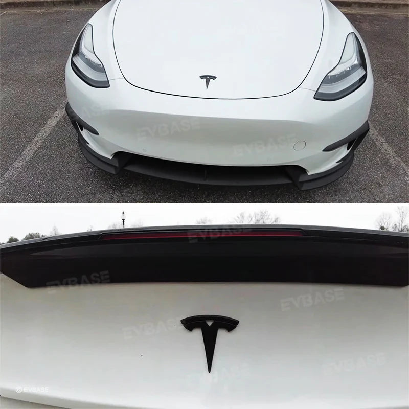 EVCORE Model 3 Y Steering Wheel Front/Rear Trunk Logo ABS Cover Sticker 3pcs