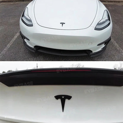 EVCORE Model 3 Y Steering Wheel Front/Rear Trunk Logo ABS Cover Sticker 3pcs