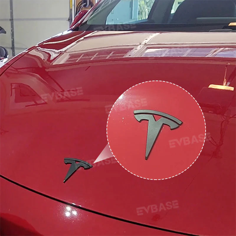 EVCORE Model 3 Y Steering Wheel Front/Rear Trunk Logo ABS Cover Sticker 3pcs