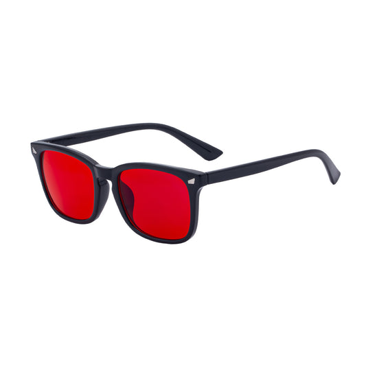 Square Blue Light Blocking Glasses – Red Lens UV Protection