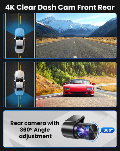 4K Dual Dash Cam Front & Rear with 128GB Card