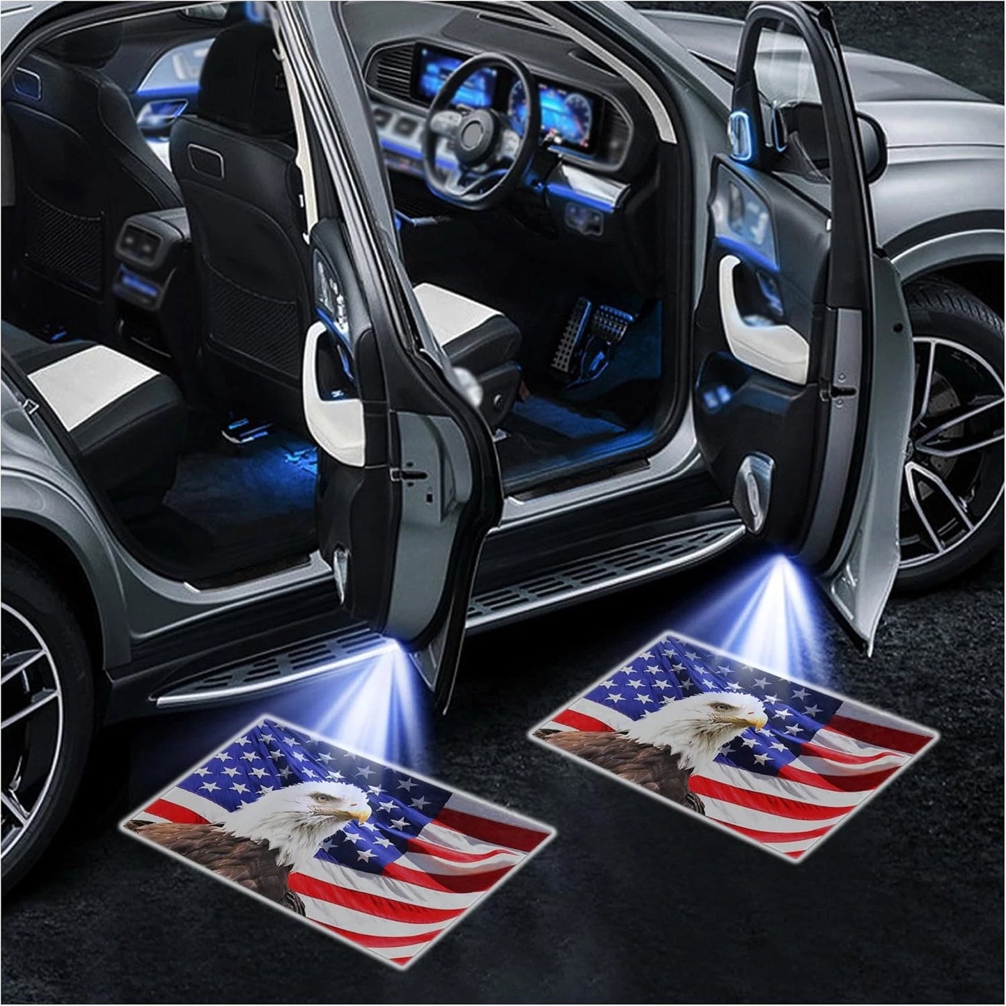 2PCS Car Door Lights Logo Projector, Color: Eagle Flag