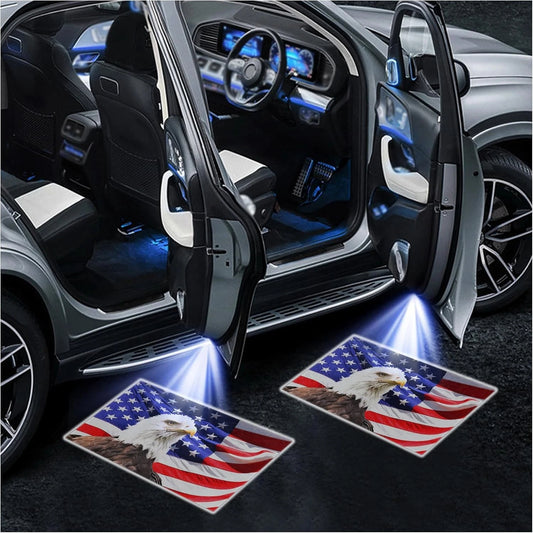 2PCS Car Door Lights Logo Projector, Color: Eagle Flag