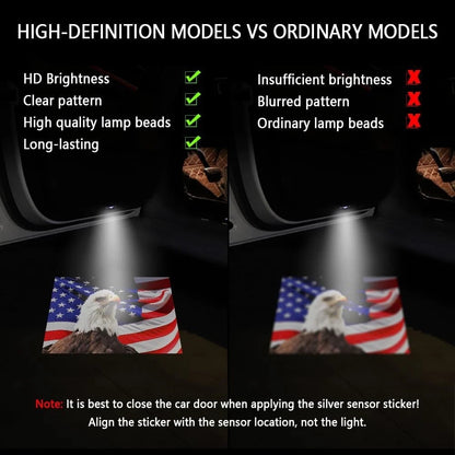 2PCS Car Door Lights Logo Projector, Color: Eagle Flag