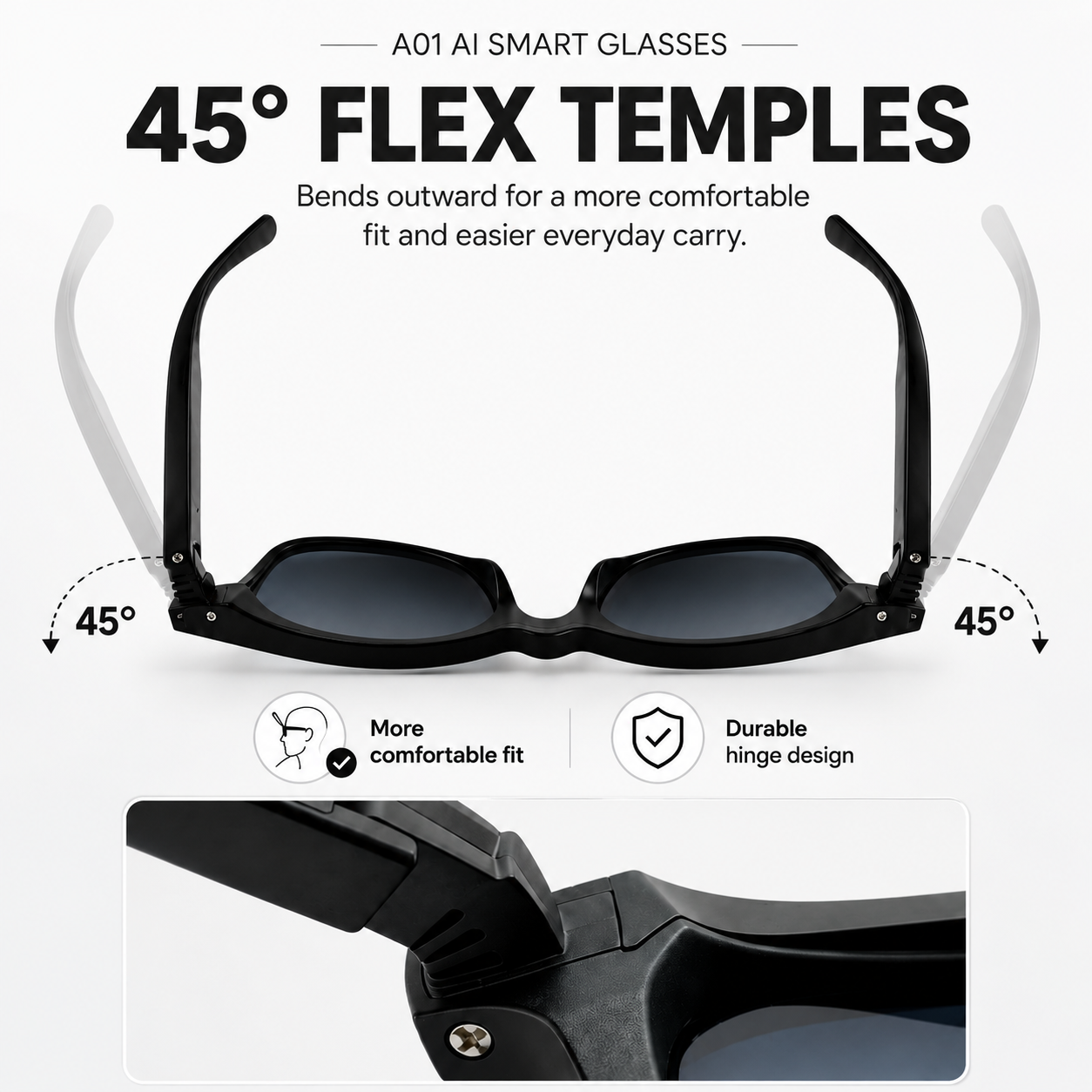 Smart Audio Glasses with Flexible Temples-A01