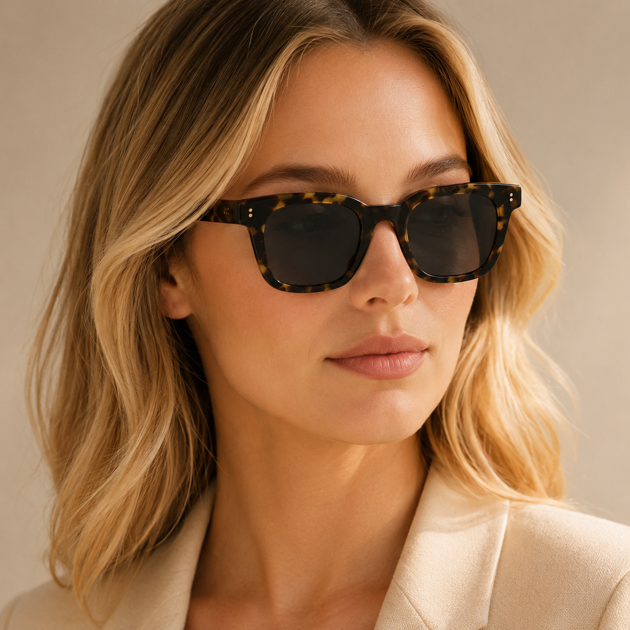 SA2601038 Bold Acetate Square Sunglasses – TAC Polarized UV400 Protection