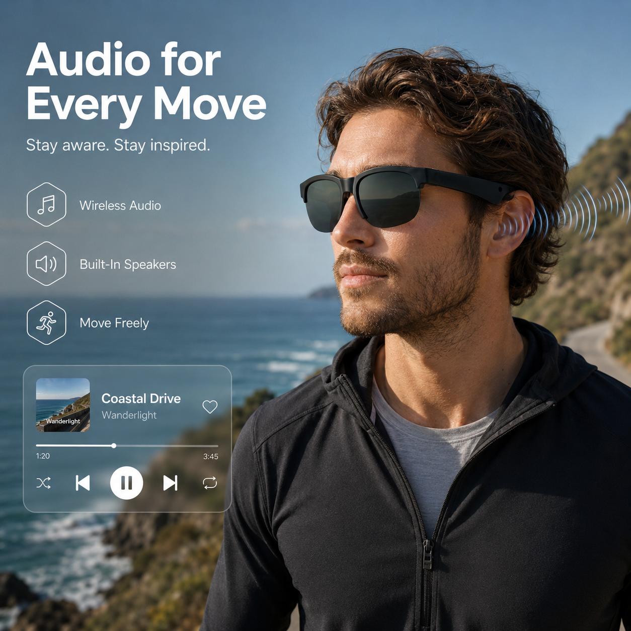 Semi-Rimless AI Audio Smart Glasses-S01